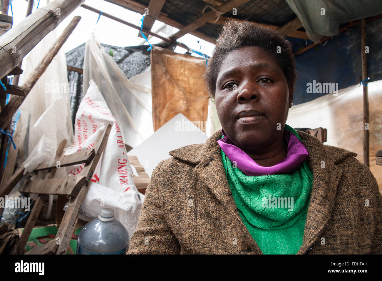 Portrait of a woman at the Manzini Wholesale Produce and Craft Market in Swaziland, Africa. Stock Photo