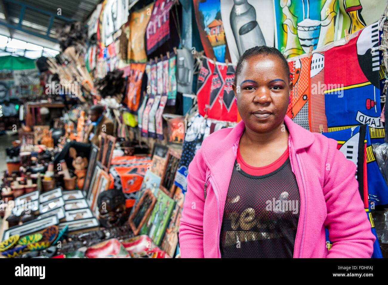 Portrait of a woman at the Manzini Wholesale Produce and Craft Market in Swaziland, Africa. Stock Photo