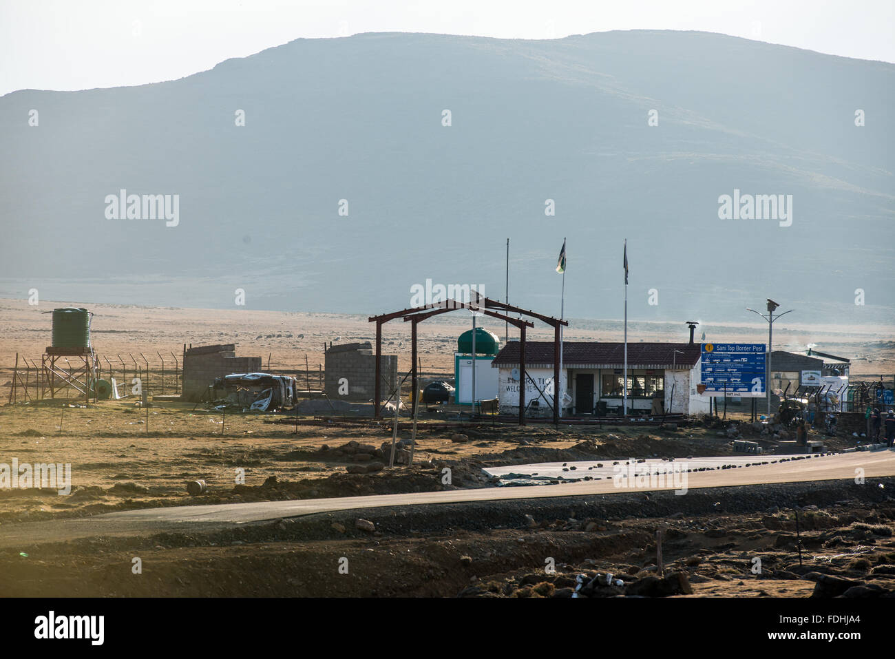 Border checkpoint for Lesotho, Africa. Stock Photo