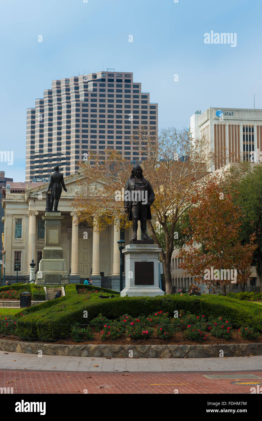 Benjamin Franklin Statue in Lafayette Square, New Orleans, LA, USA Stock Photo