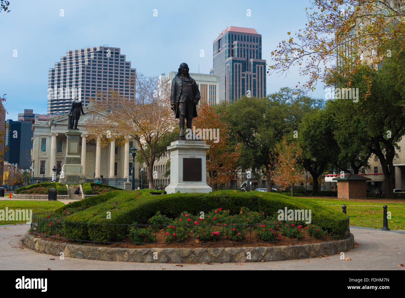 Benjamin Franklin Statue in Lafayette Square, New Orleans, LA, USA