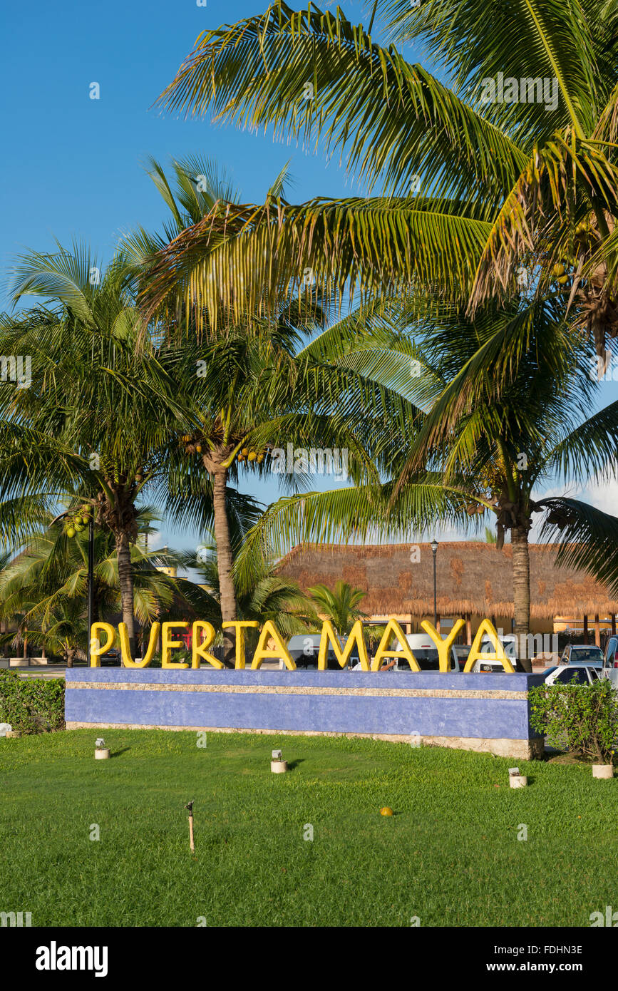 Puerto Maya Sign In Cozumel, Mexico Stock Photo