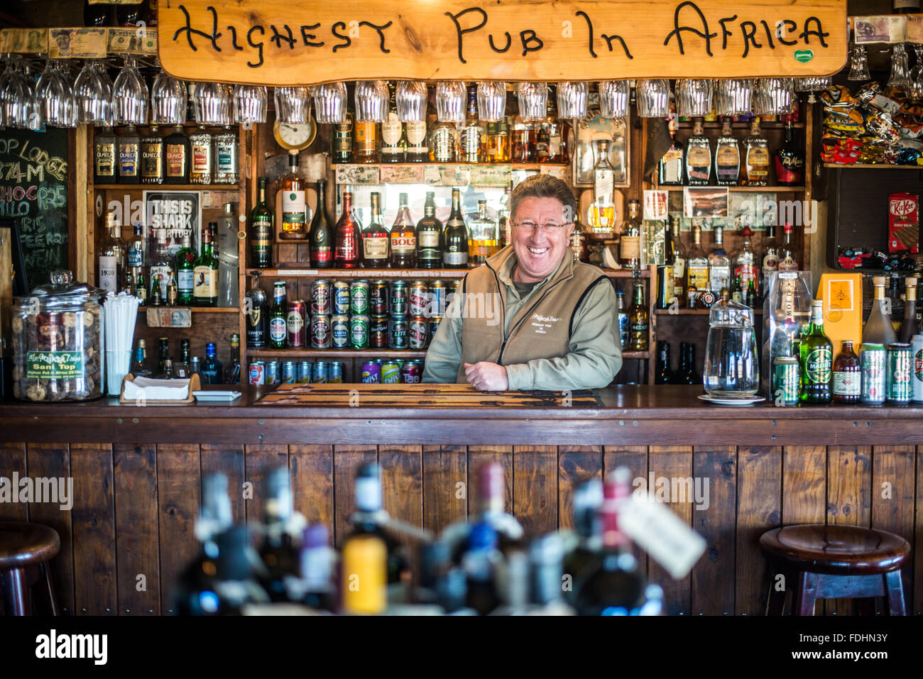 Portrait of bartender at Sani Mountain Lodge in Lesotho, Africa Stock Photo