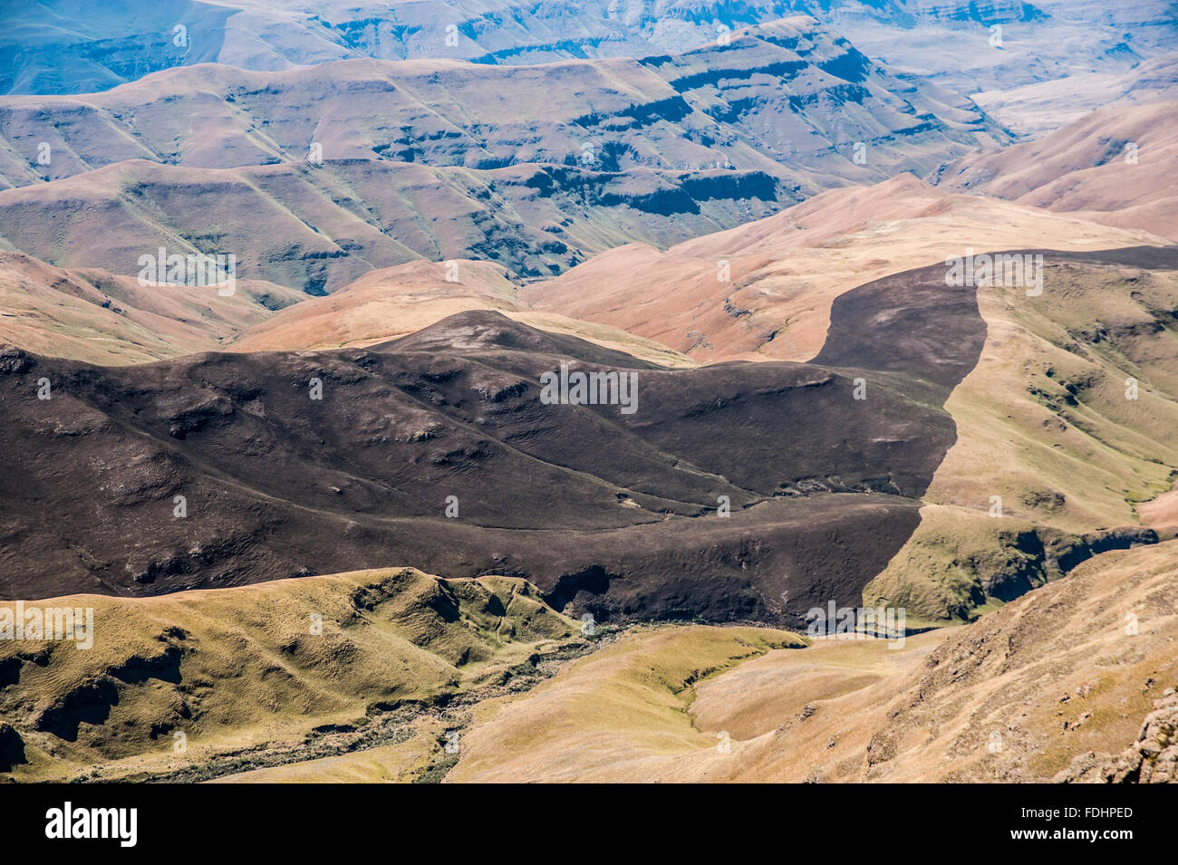 Landscape of mountain ranges in Lesotho, Africa Stock Photo Alamy