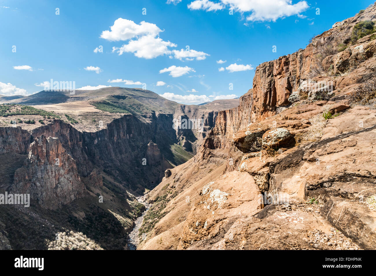 Canyon Cliff at Maletsunyane Falls in Semonkong, Lesotho, Africa Stock Photo
