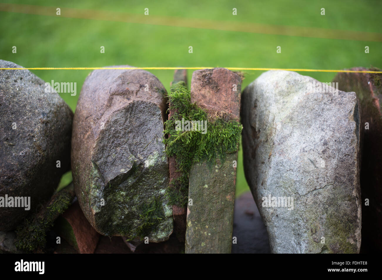 Top of a Dry Stone Wall in Moffat , Scotland, UK Stock Photo