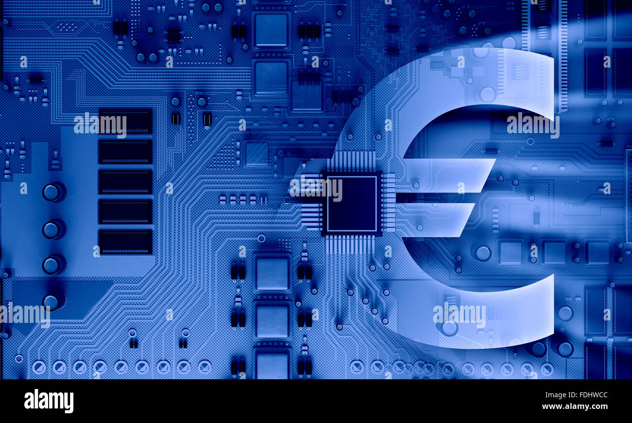 Background image with system motherboard concept and euro sign Stock ...