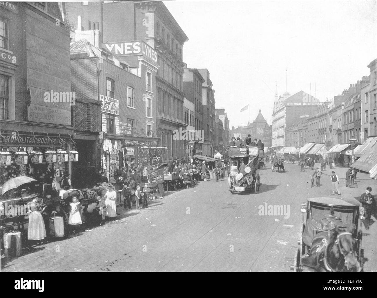 LONDON: Shoreditch- Saturday Morning in the High Street, antique print 1896 Stock Photo