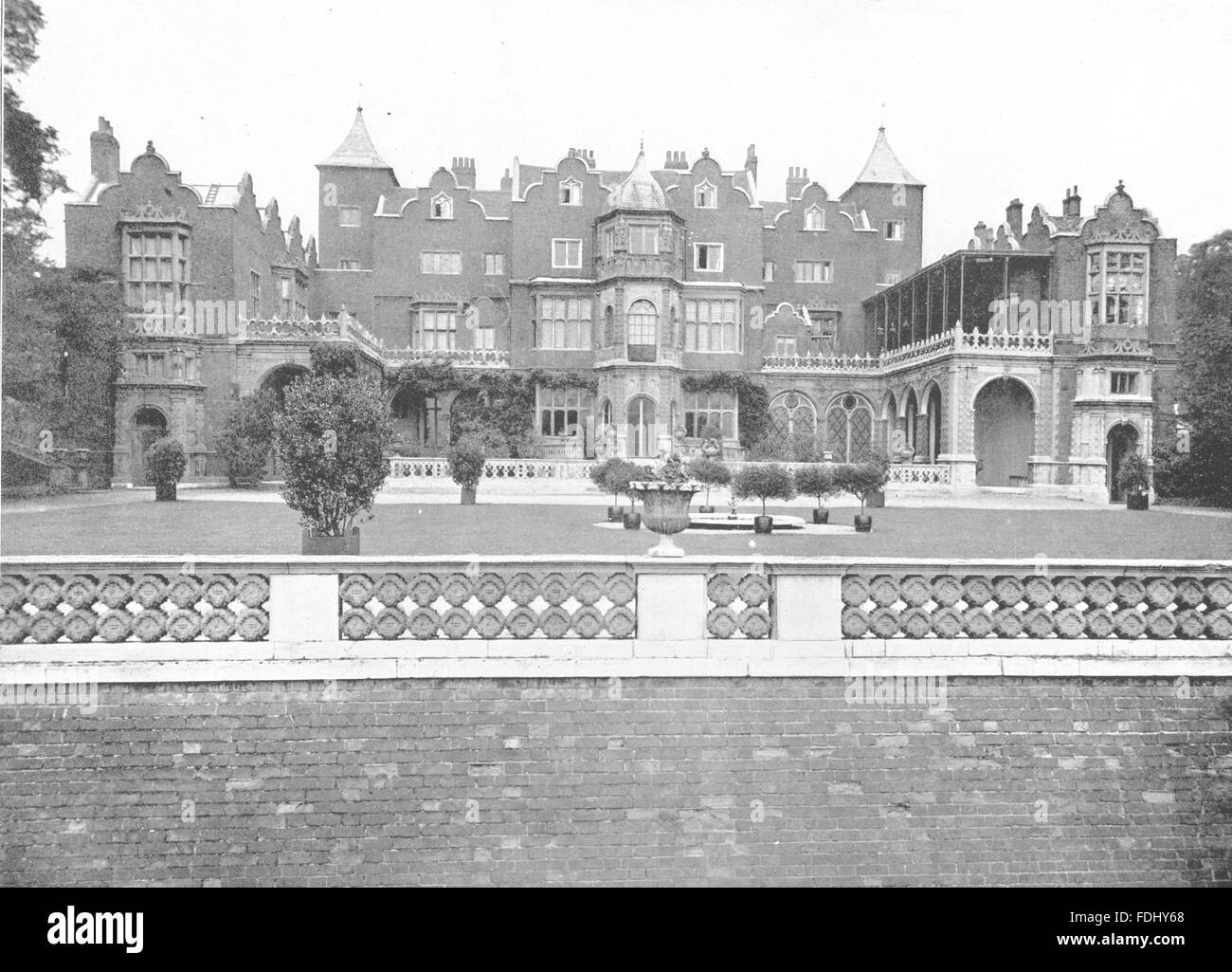 LONDON Holland House The South front, antique print 1896 Stock Photo