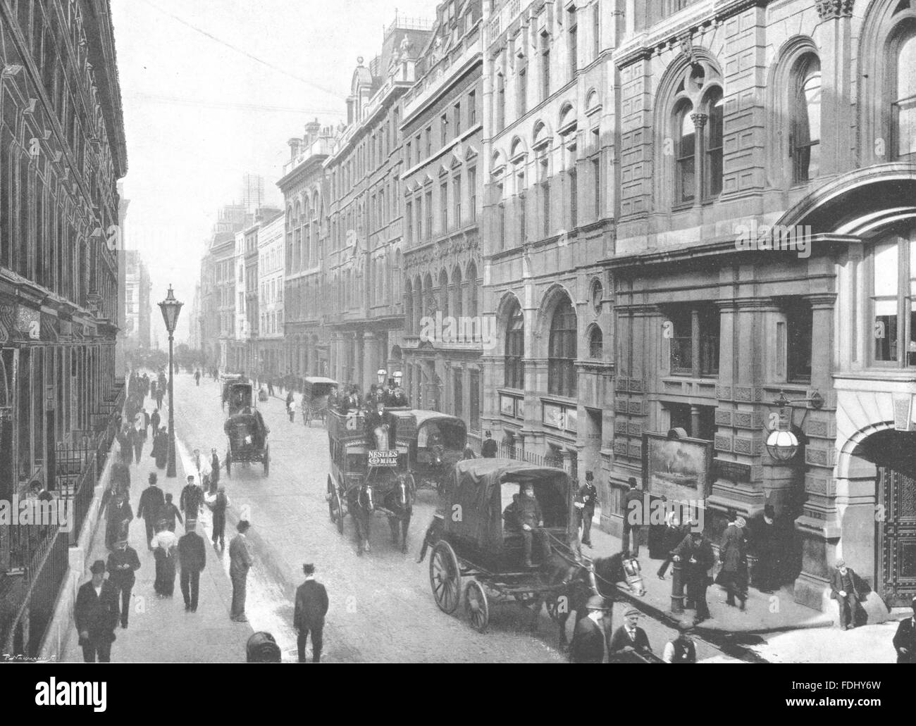 LONDON: Leadenhall Street- Showing the P & O Offices on the Right, print 1896 Stock Photo