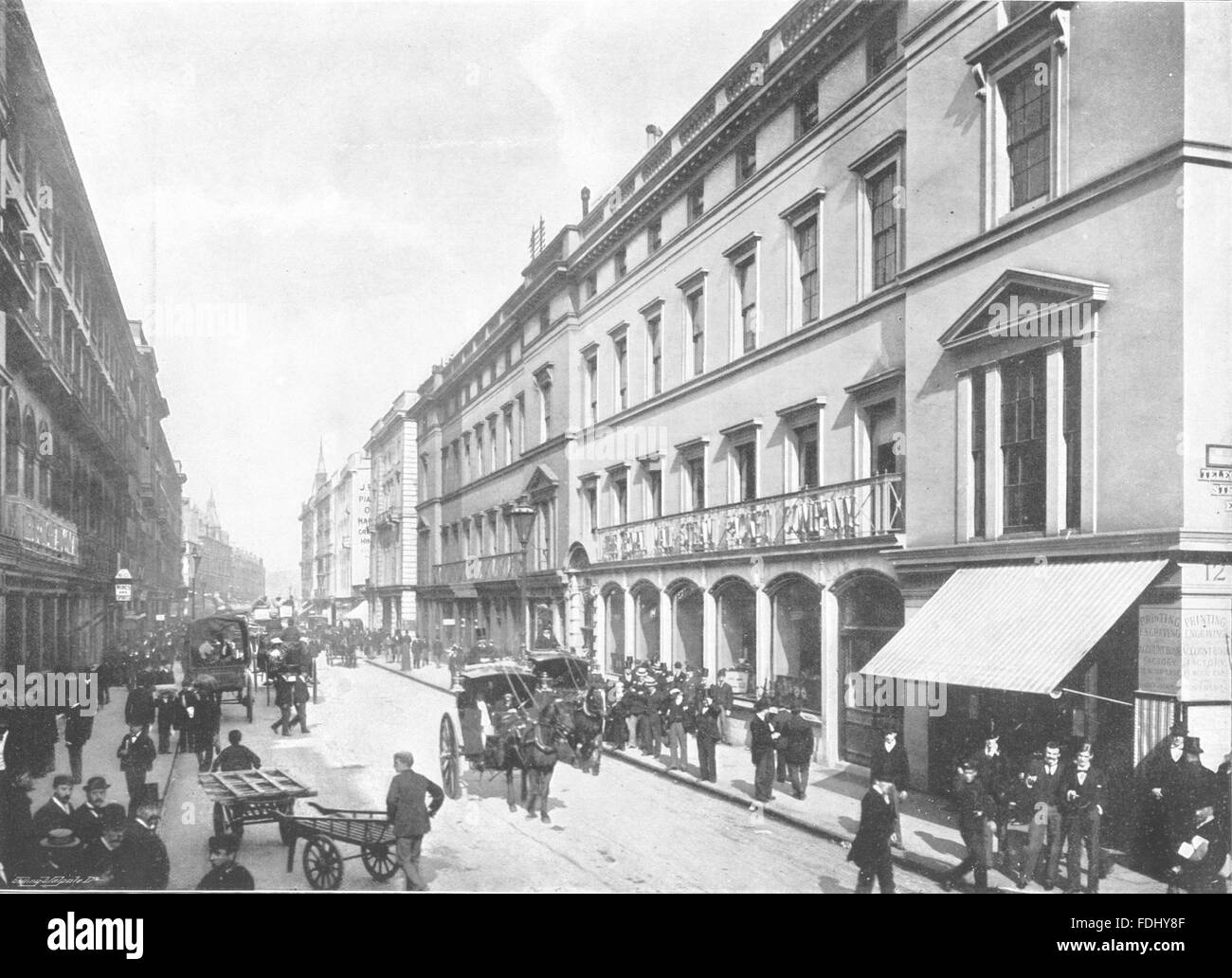 LONDON: Moorgate Street- Looking towards London wall, antique print 1896 Stock Photo