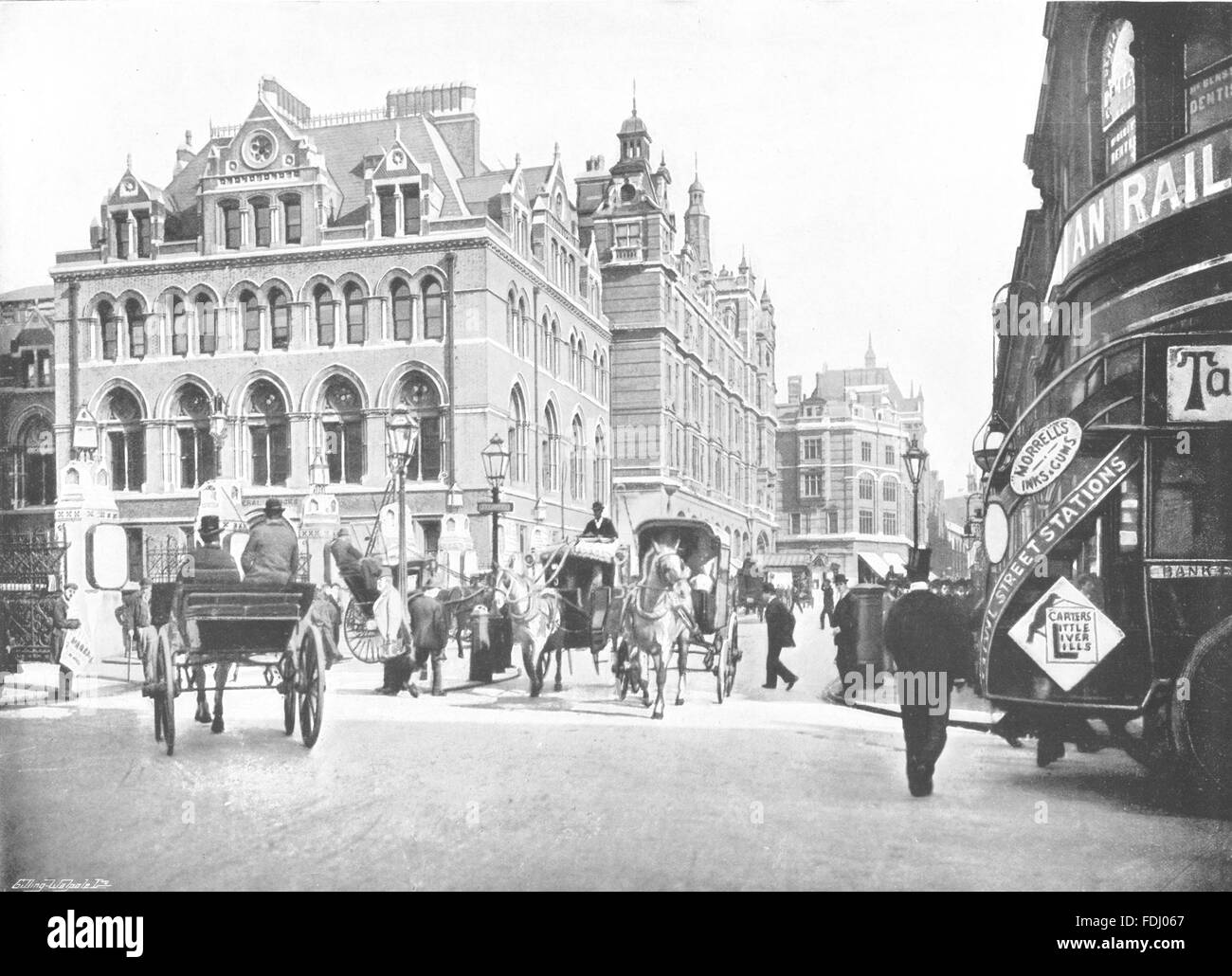 LONDON: Liverpool- Street- From the Corner of New Broad street, old print 1896 Stock Photo