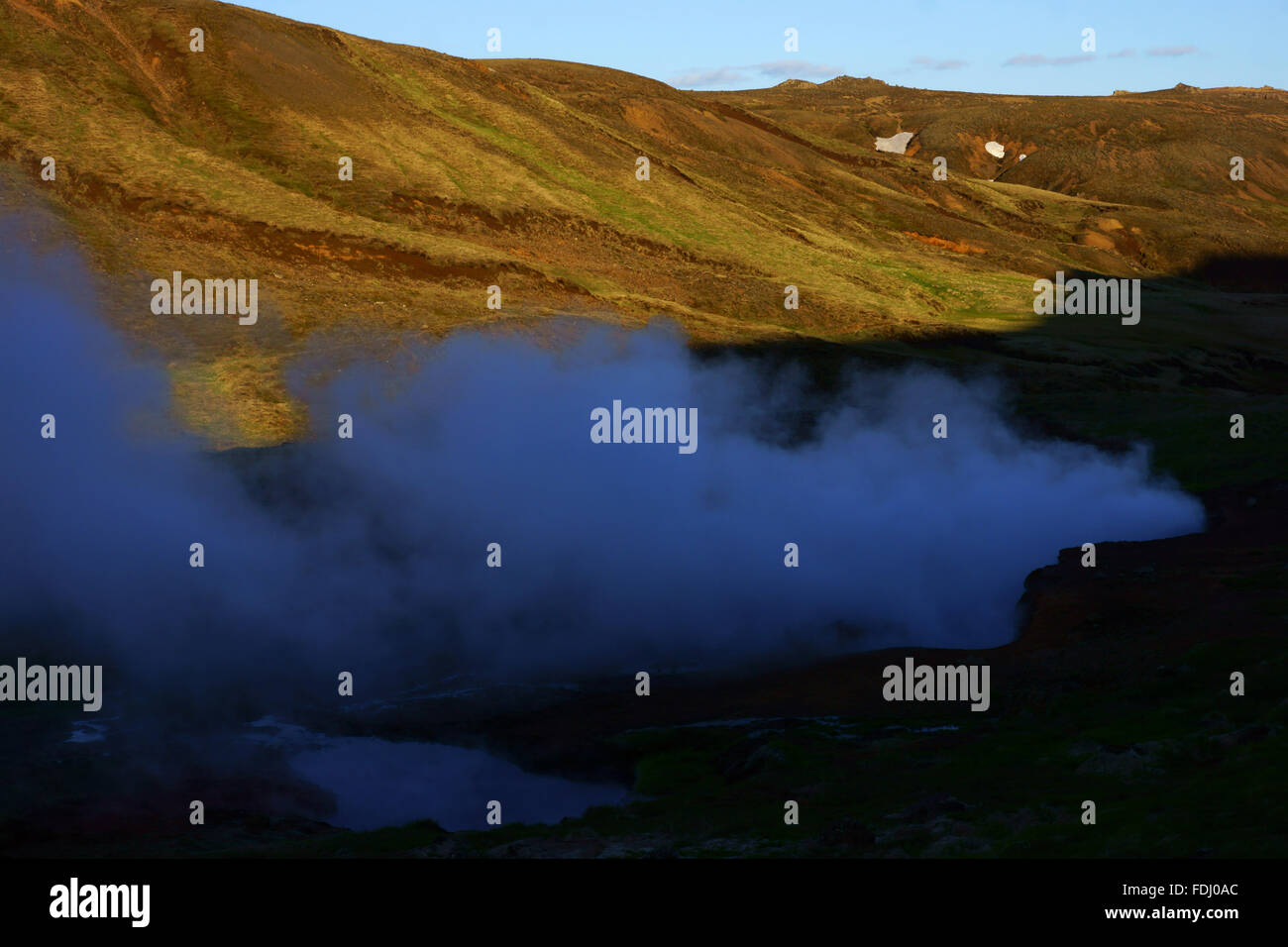 Hot Spring and steaming vent, Hengill mountains, Hveragerdi, SW Iceland Stock Photo