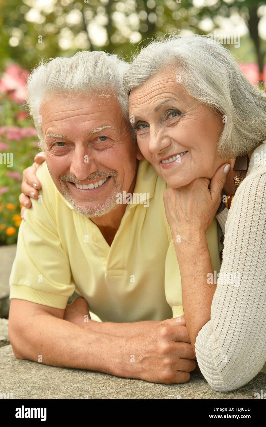 Senior couple in summer park Stock Photo - Alamy