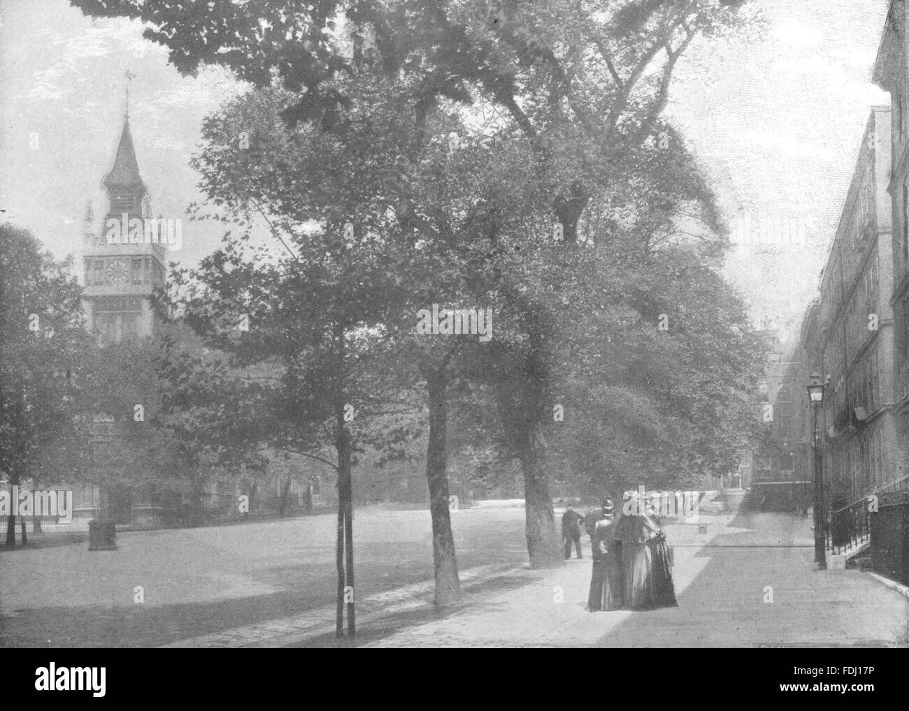 LONDON: Temple- King's Bench walk, antique print 1896 Stock Photo