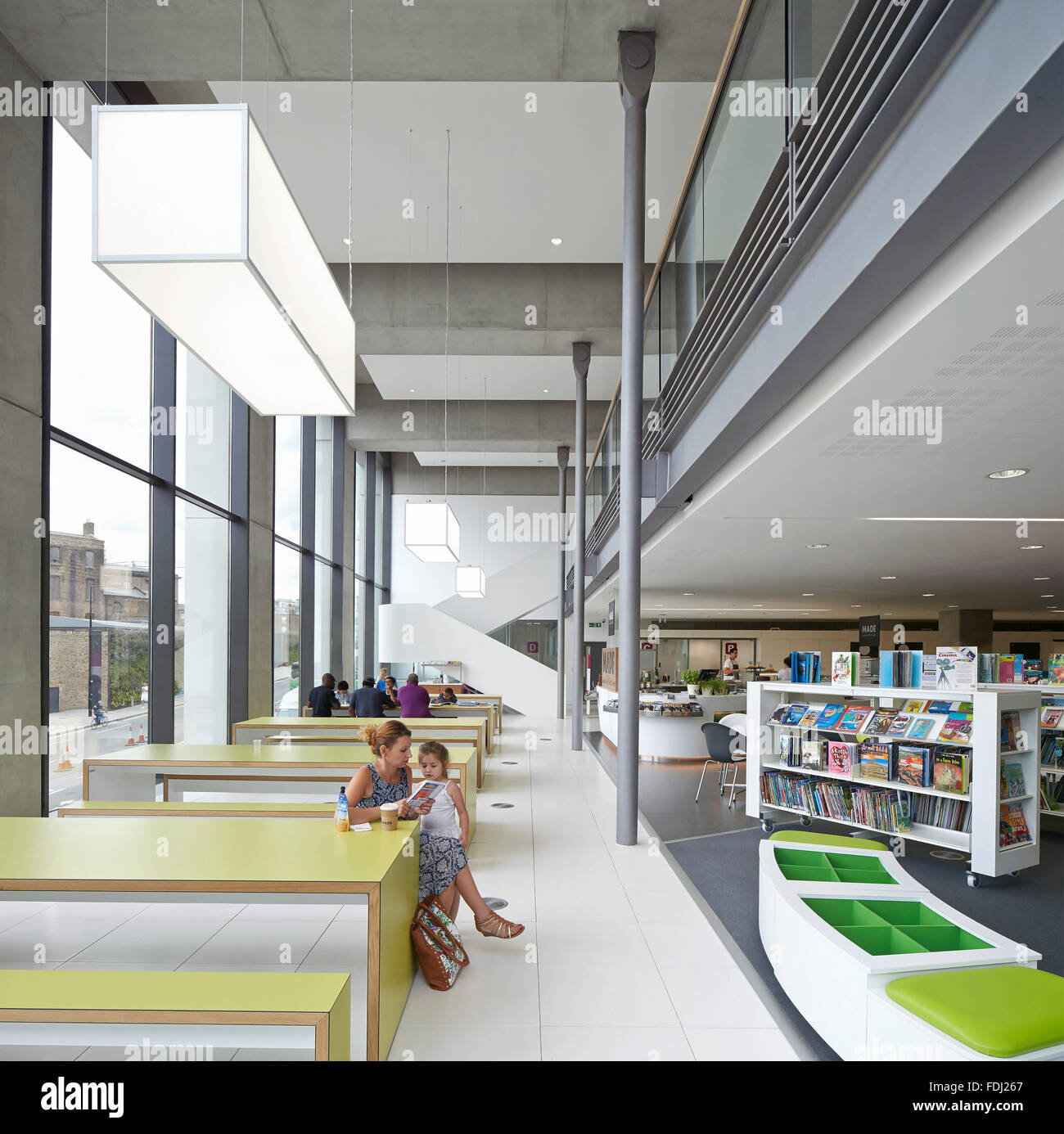 View into Pancras Square Library. 5 Pancras Square, London, United Kingdom. Architect: Bennetts Associates Architects, 2014. Stock Photo