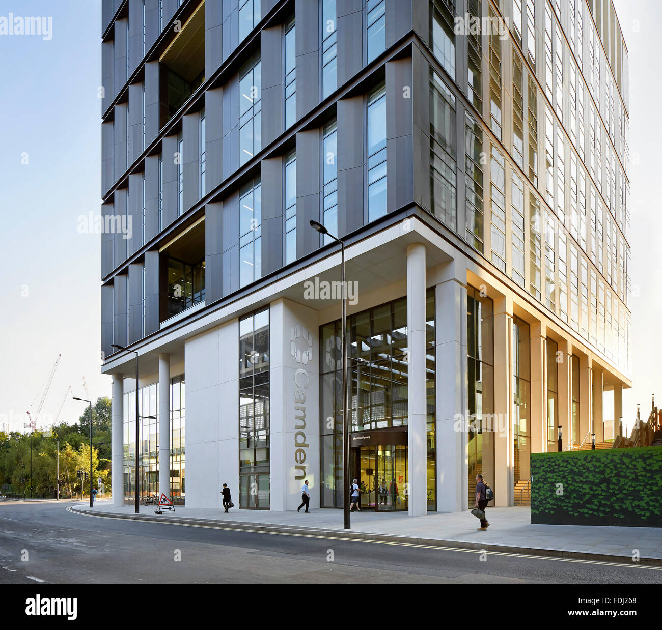 Corner elevation with main entrance. 5 Pancras Square, London, United