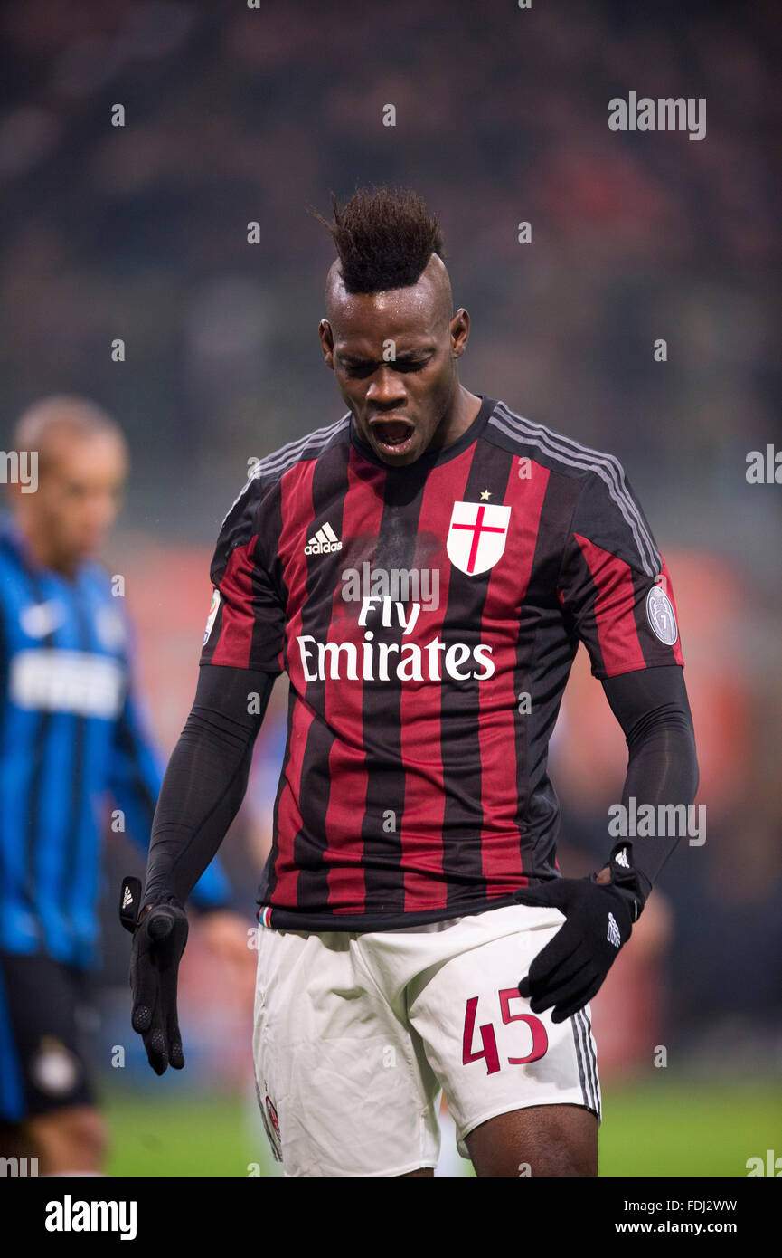 Mario Balotelli (Milan), JANUARY 31, 2016 - Football / Soccer : Italian  "Serie A" match between AC Milan 3-0 Inter Milan at Stadio Giuseppe Meazza  in Milan, Italy, (Photo by Maurizio Borsari/AFLO Stock Photo - Alamy