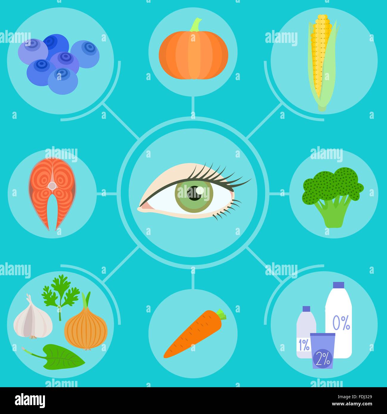 Infographics of food helpful for healthy eyes Stock Vector