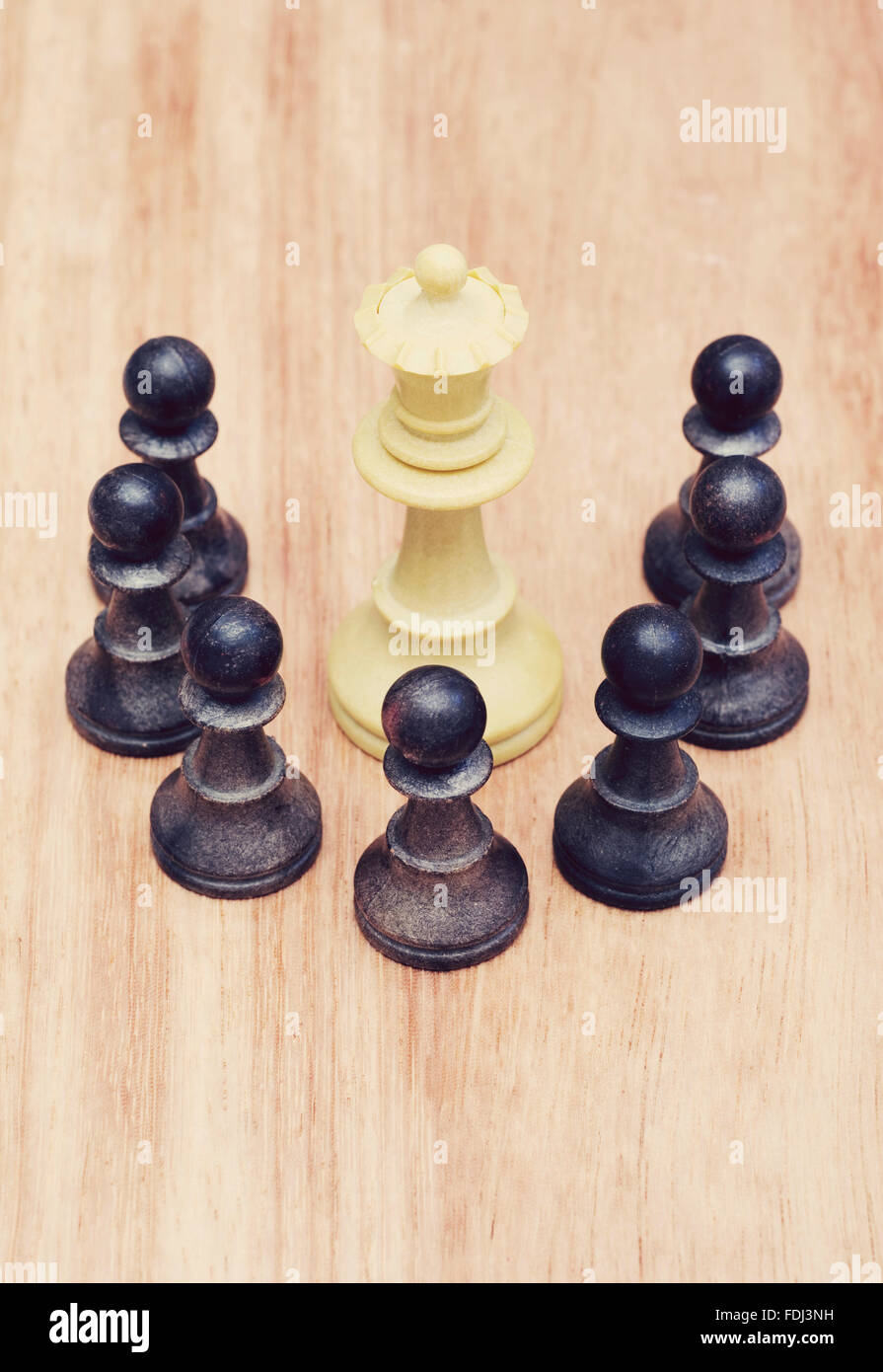 Wooden White Queen and Black Rooks Chess Pieces Stock Image - Image of  challenge, queen: 39091035