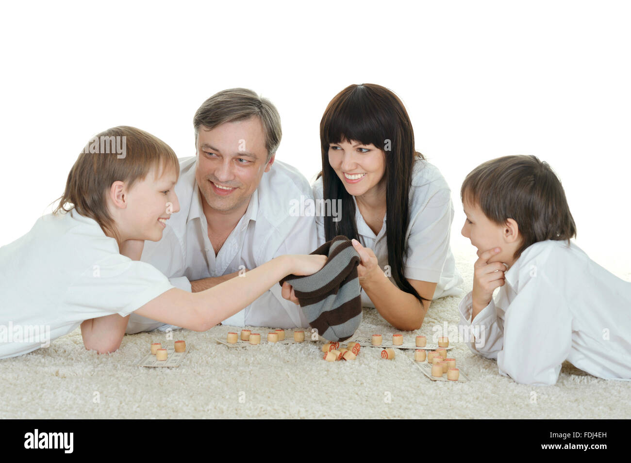 happy family  playing lotto Stock Photo