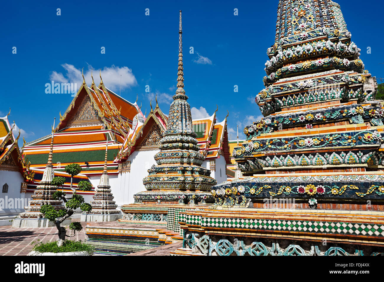 Pagodas of the Wat Pho Temple, Bangkok, Thailand Stock Photo - Alamy