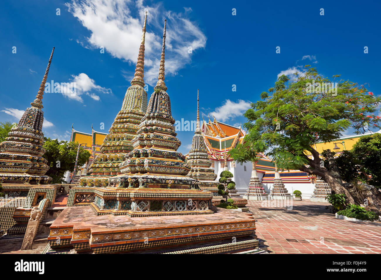 Pagodas of the Wat Pho Temple, Bangkok, Thailand Stock Photo - Alamy