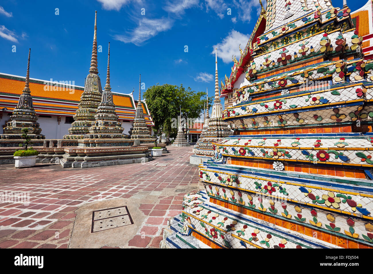 Pagodas of the Wat Pho Temple, Bangkok, Thailand Stock Photo - Alamy