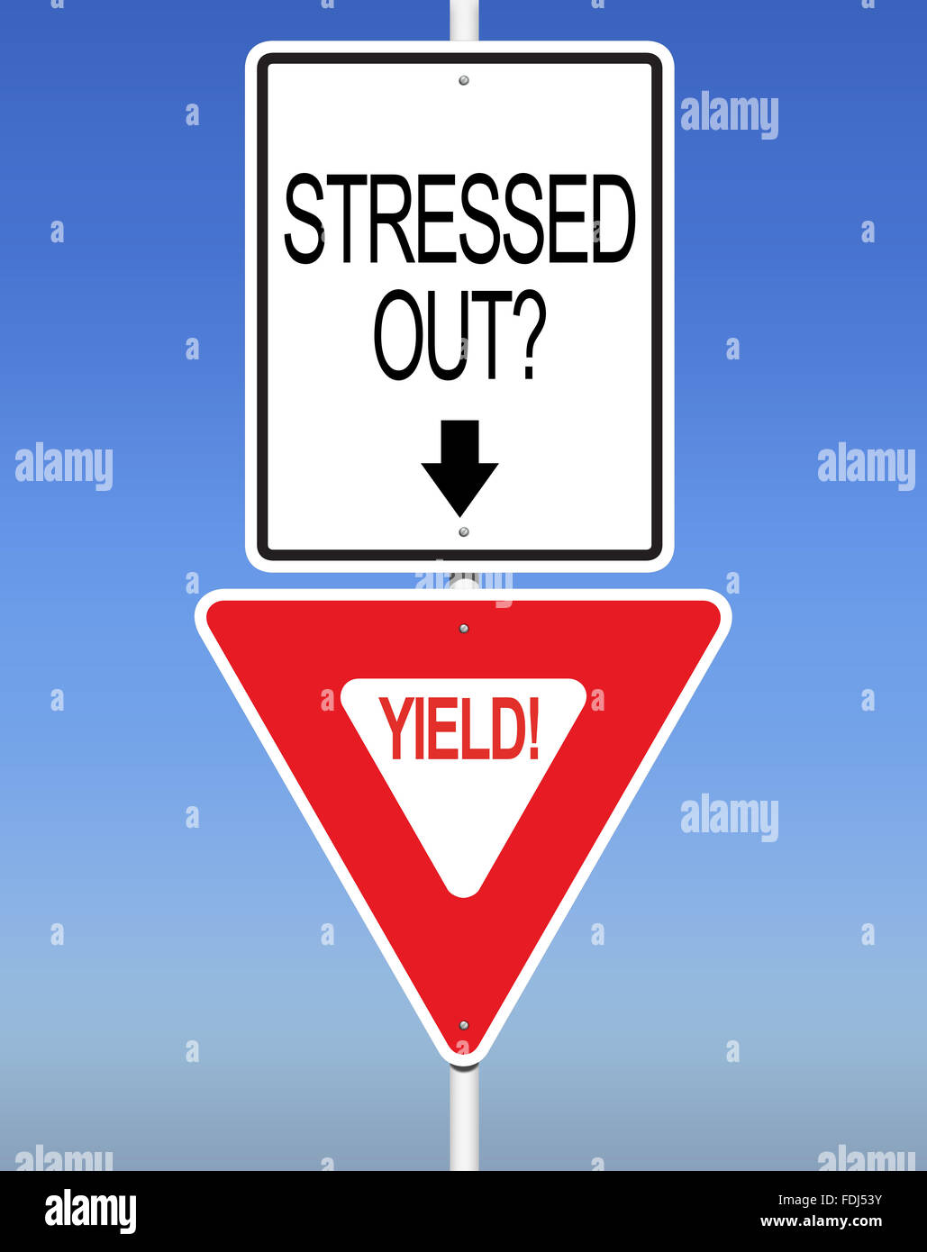 Stressed? Yield! Road Sign Stock Photo