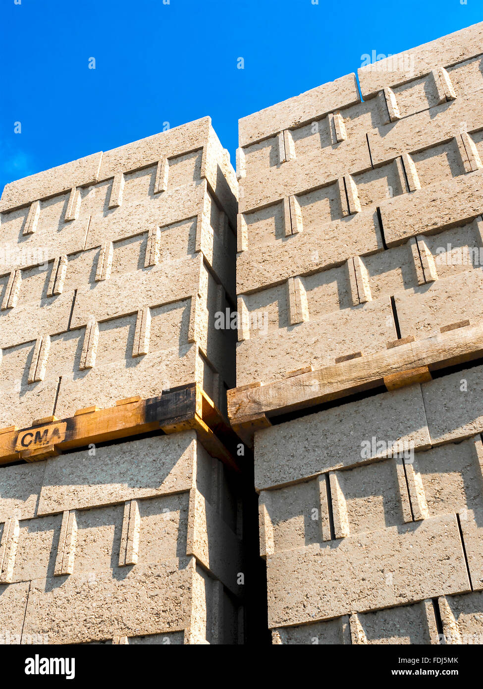 Stacked “Garandeau” breeze block building materials France Stock