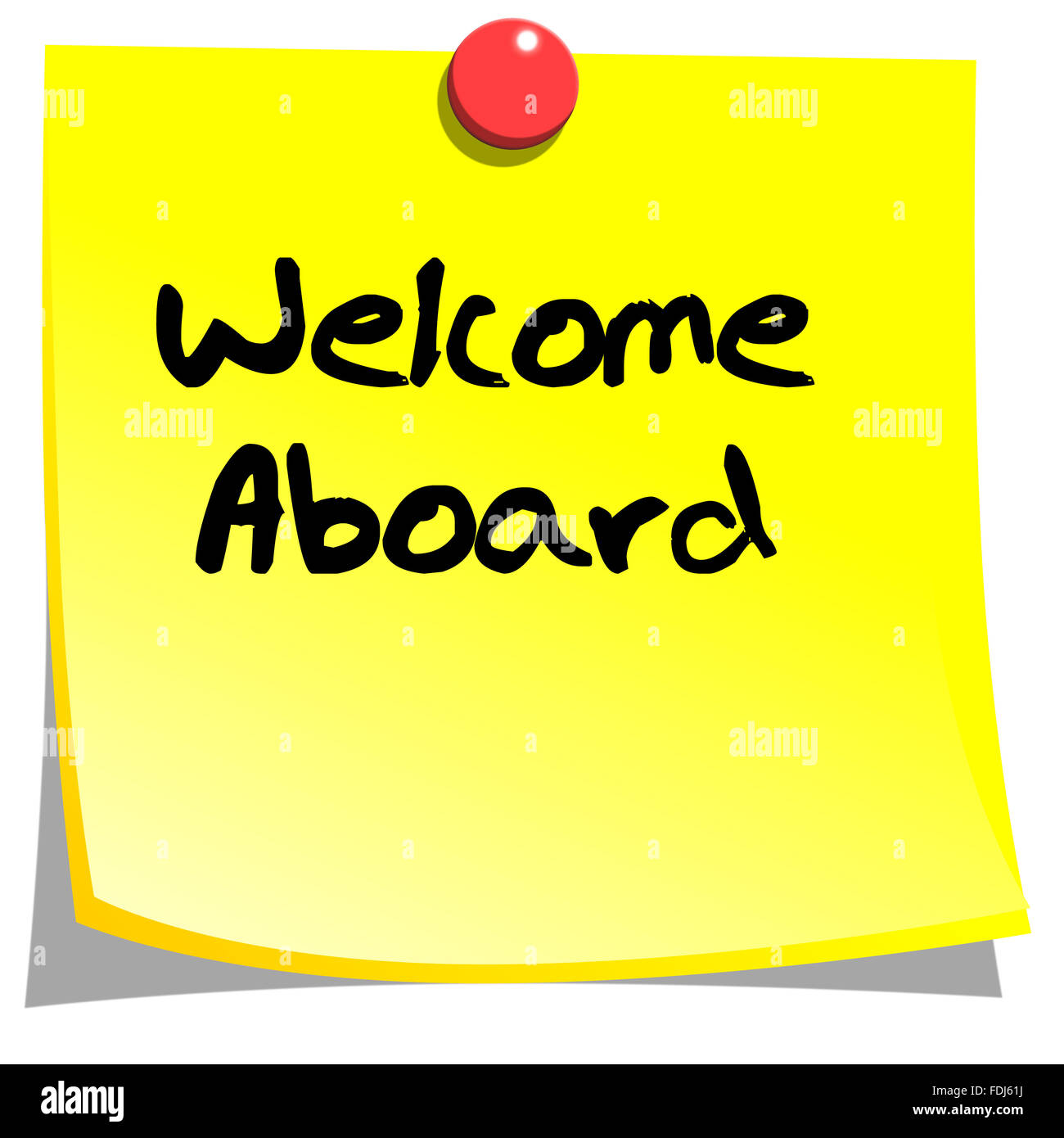Yellow sticky note - Welcome Aboard Stock Photo - Alamy