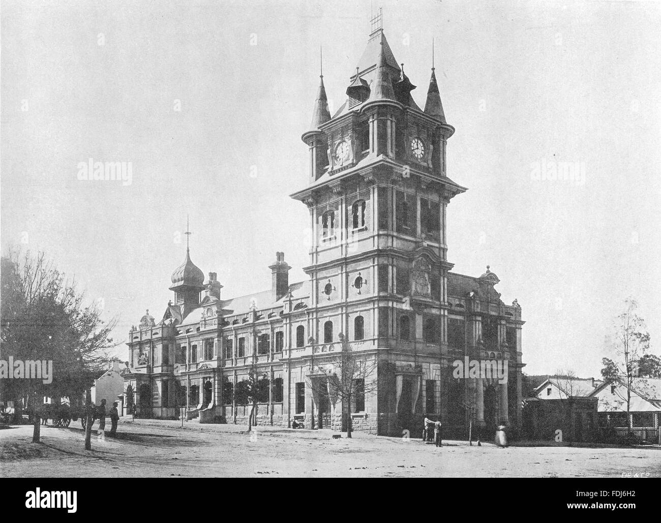 SOUTH AFRICA: The Government offices, Uitenhage, antique print 1899 Stock Photo