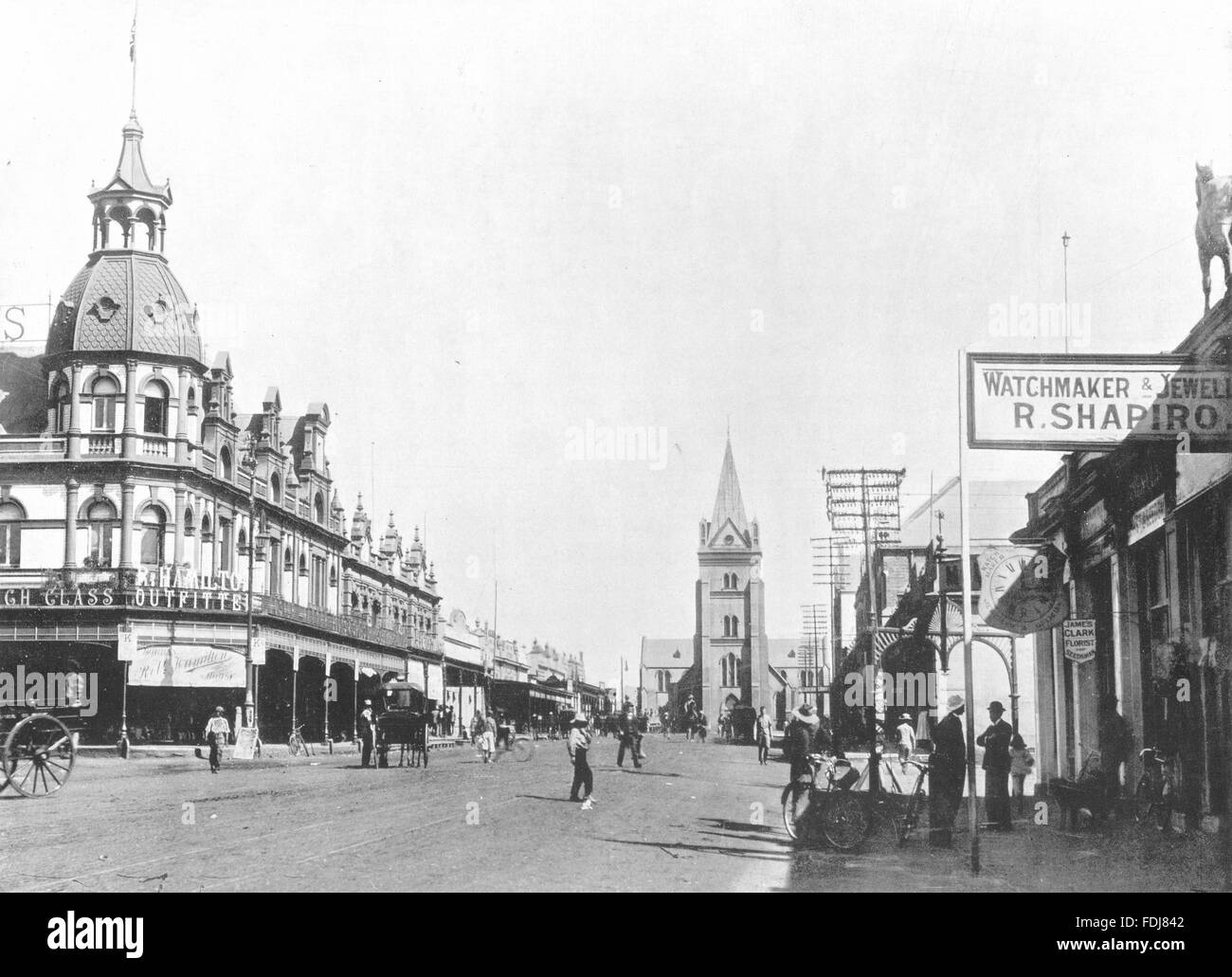 SOUTH AFRICA Church street, Pretoria, antique print 1899 Stock Photo