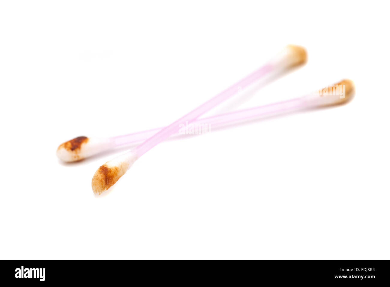 Ear wax on cotton swabs isolated on white background Stock Photo Alamy