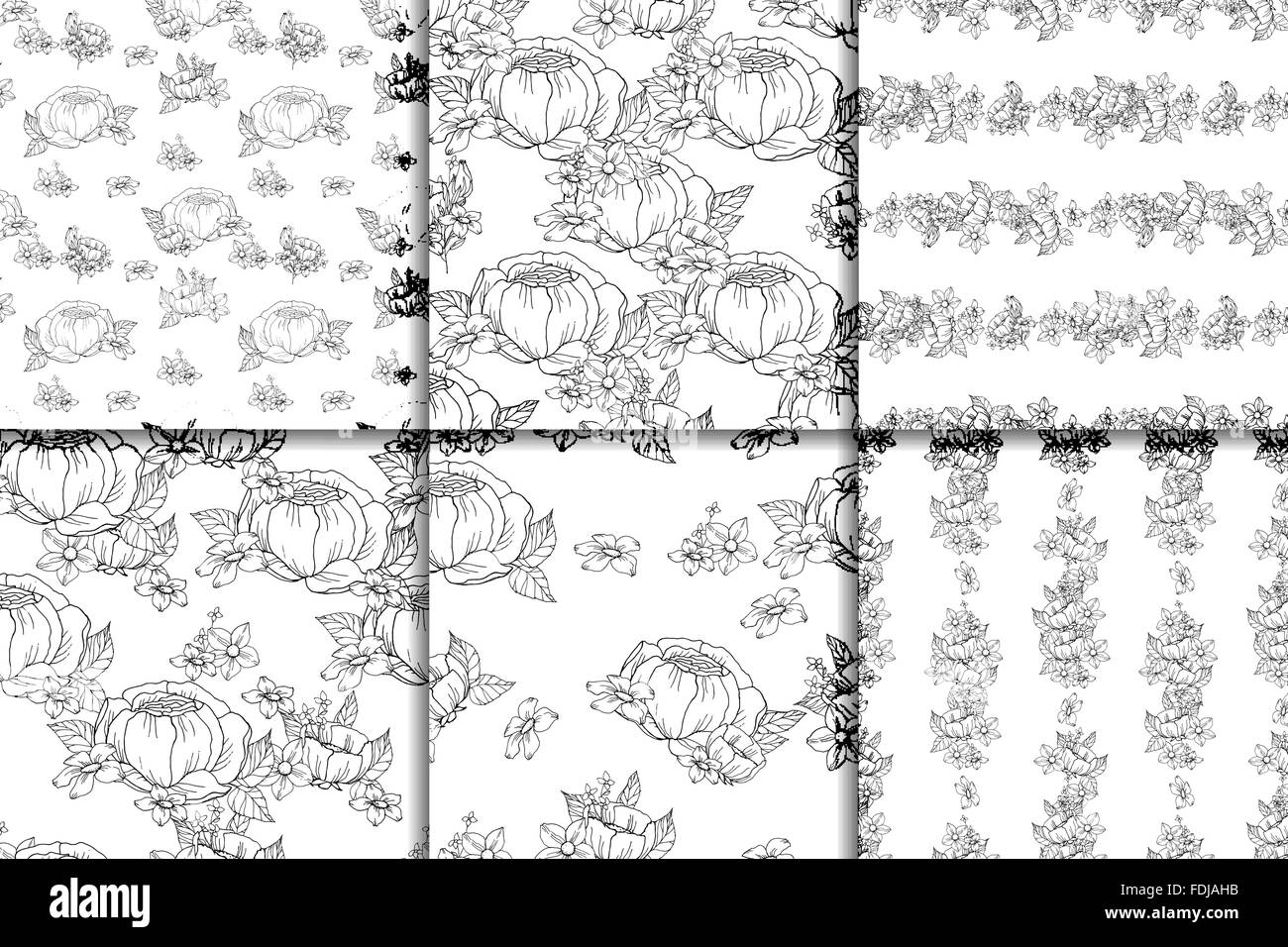 Seamless black and white floral pattern Stock Vector Image & Art - Alamy