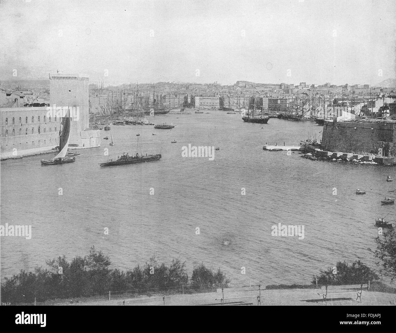 BOUCHES- DU- RHÔNE: Marseilles- Showing general view of the Harbour, 1895 Stock Photo