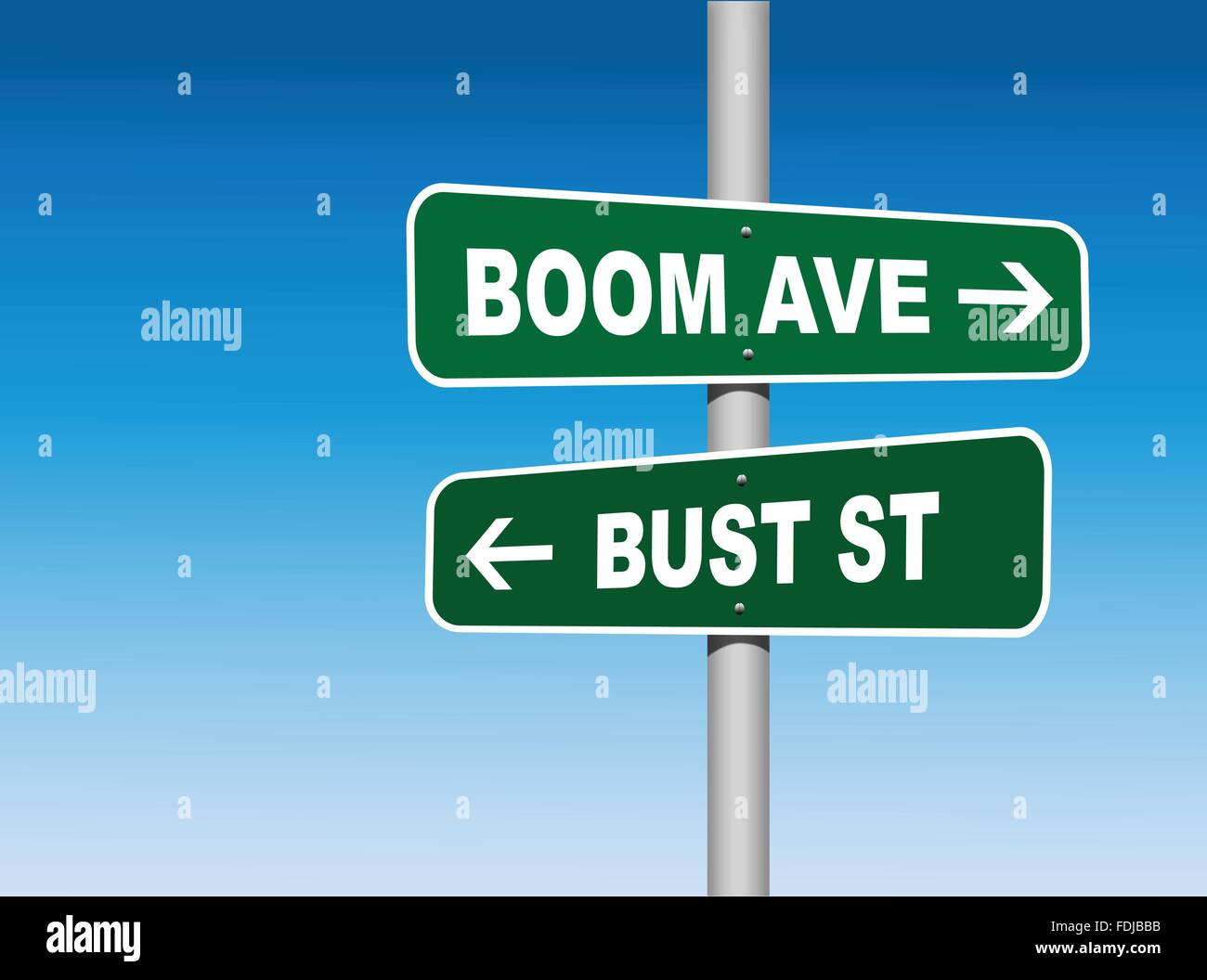 Boom Avenue Bust Street Road Signs (Vector) Stock Vector