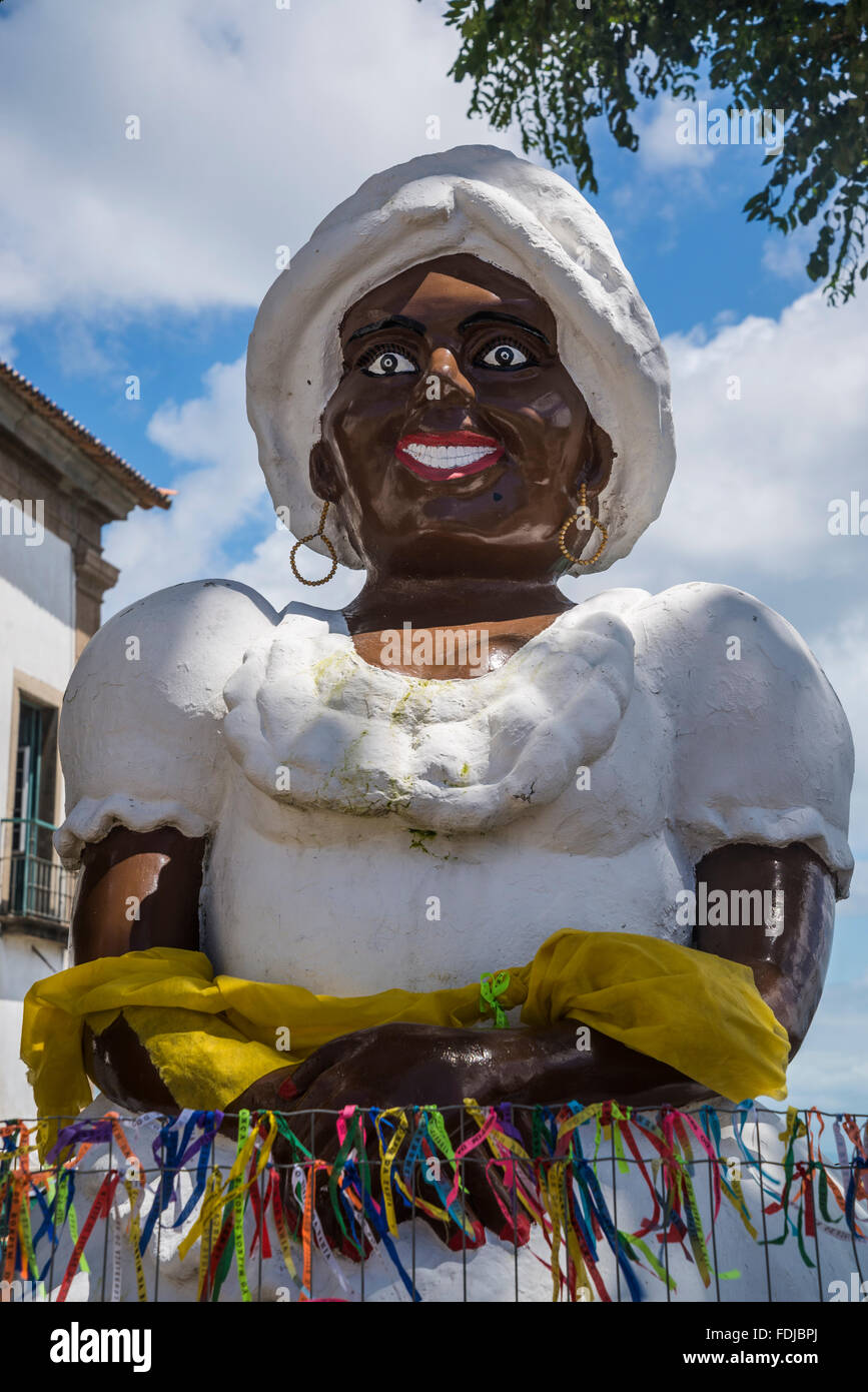 Sculpture of Baiana, Memorial das Baianas, Praca de Se, Salvador, Bahia, Brazil Stock Photo