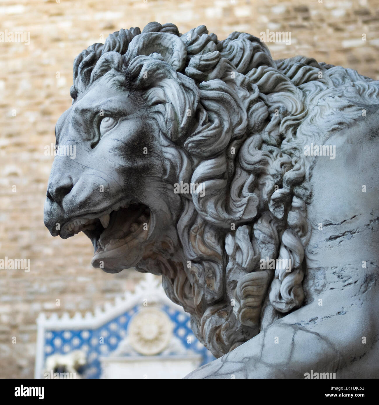 Marble statue of lion, Florence Stock Photo Alamy