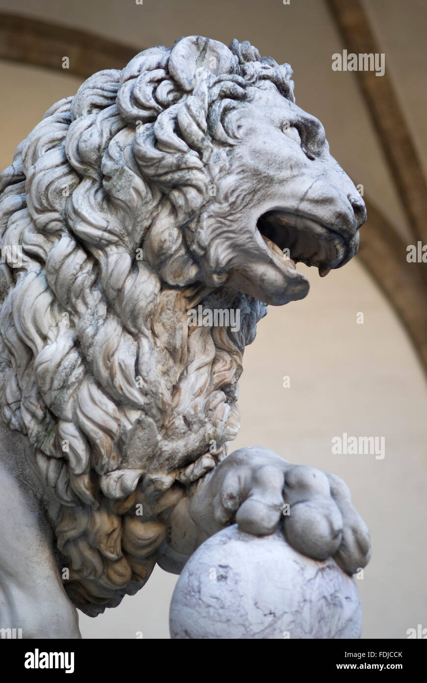 Marble statue of lion, Florence Stock Photo Alamy