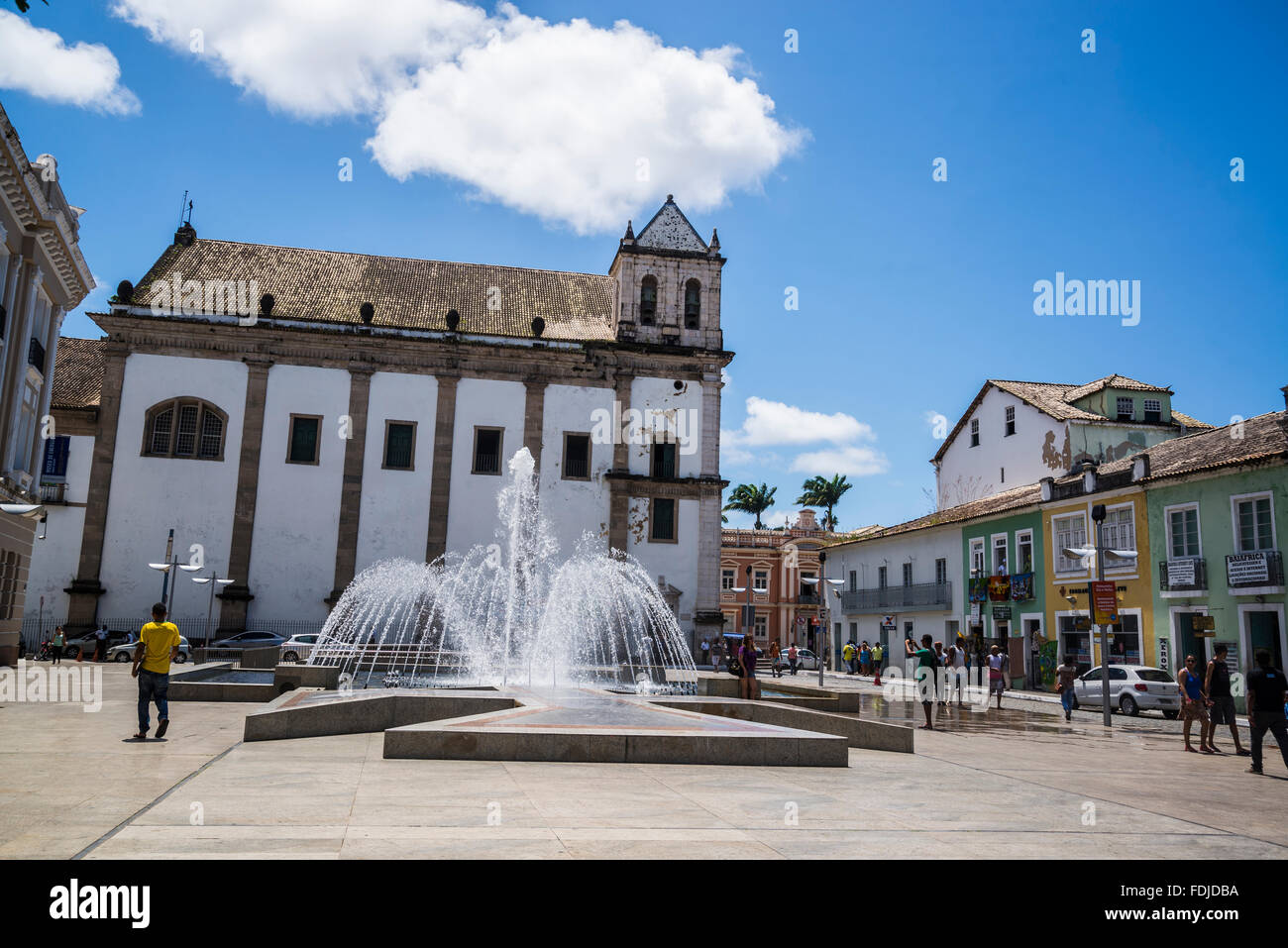 Portuguese colonial architecture, Praca de Se, Salvador, Bahia, Brazil Stock Photo