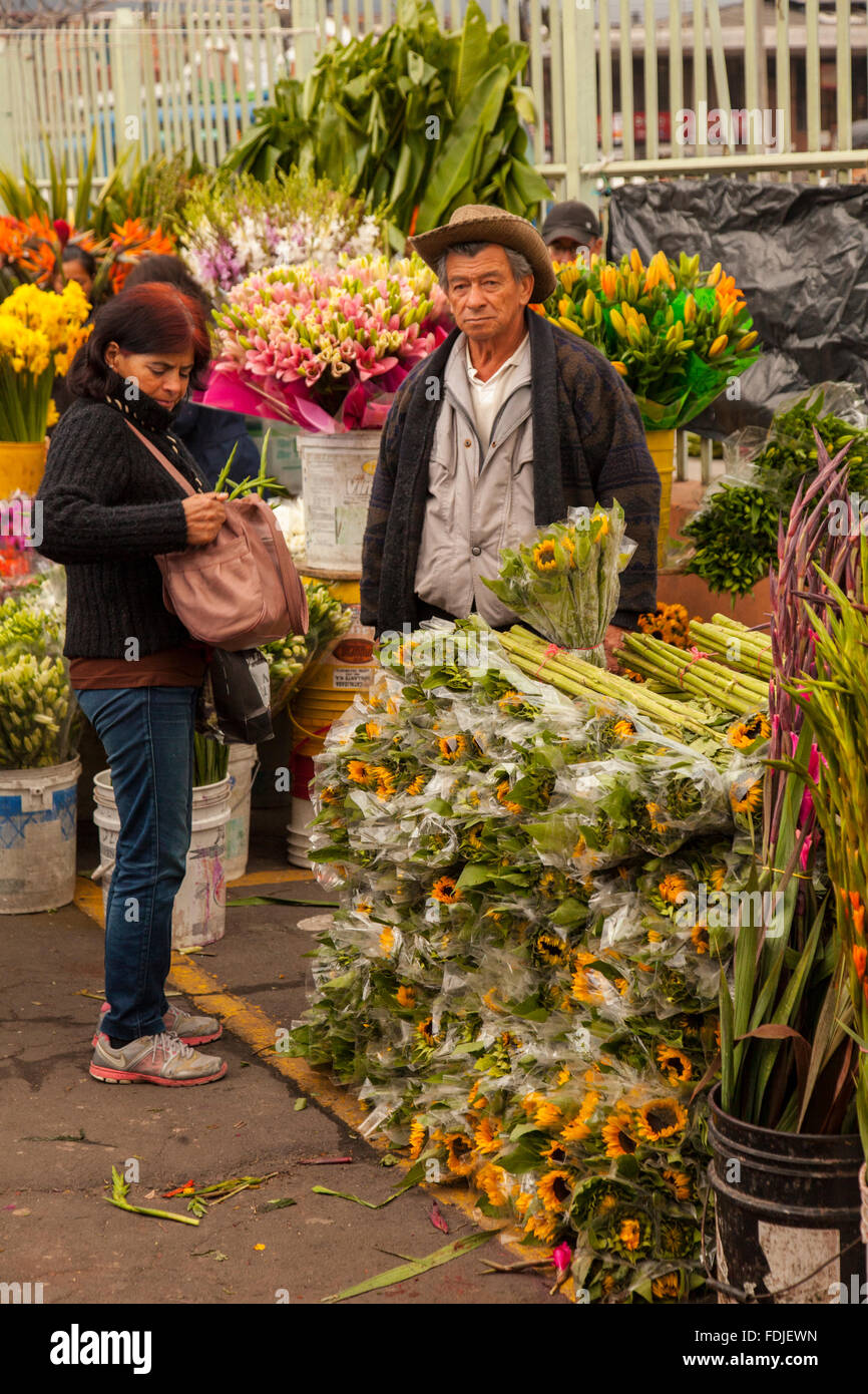 Flowers at Paloquemao farmers flower market in Bogota, Colombia, South