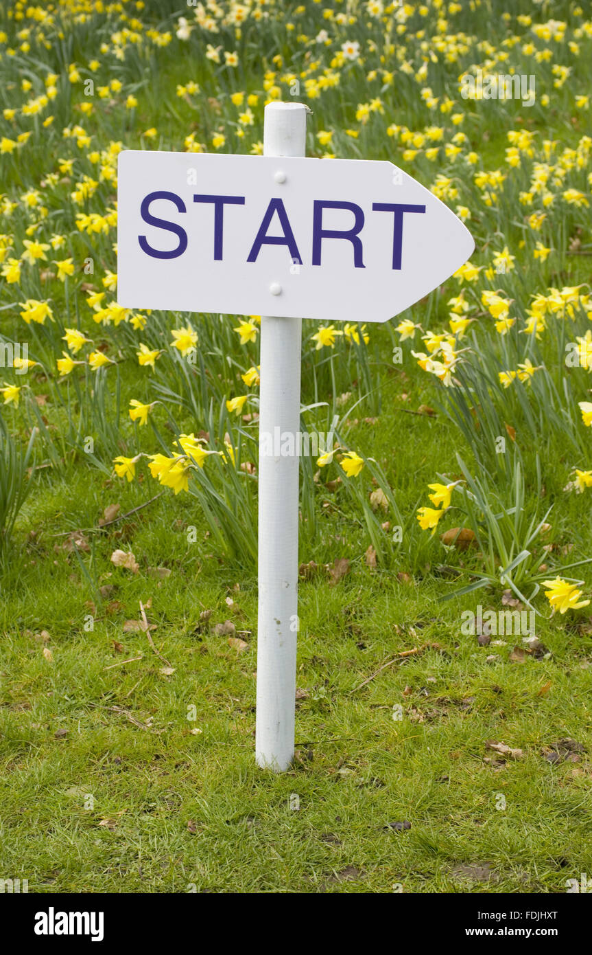 Start sign on the Easter egg hunt at Petworth House, sponsored by