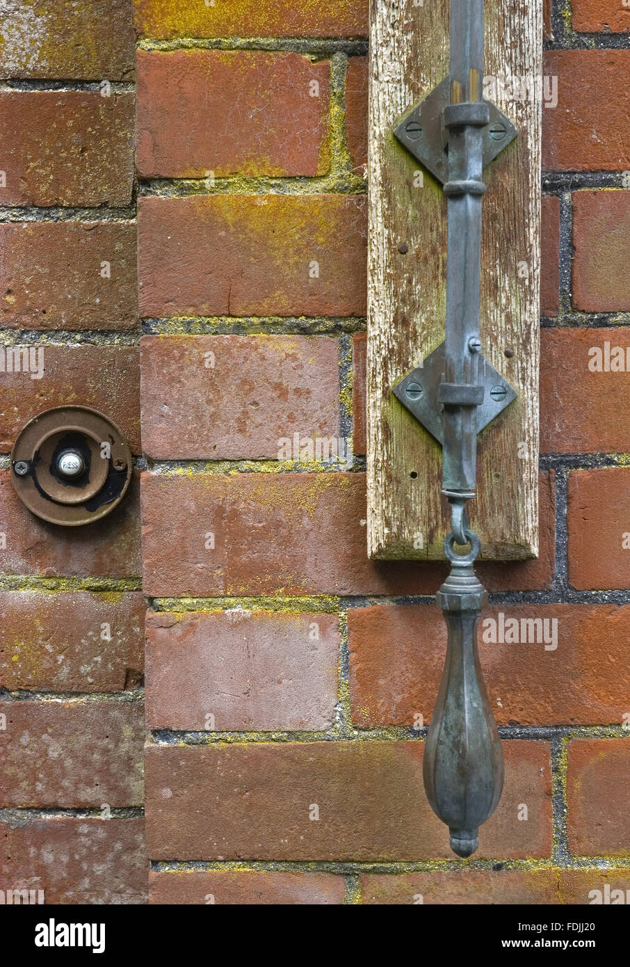 The doorbell and bell pull at Max Gate, designed by and home of the novelist and poet Thomas Hardy from 1885 until his death in 1928, Dorchester Dorset. Stock Photo