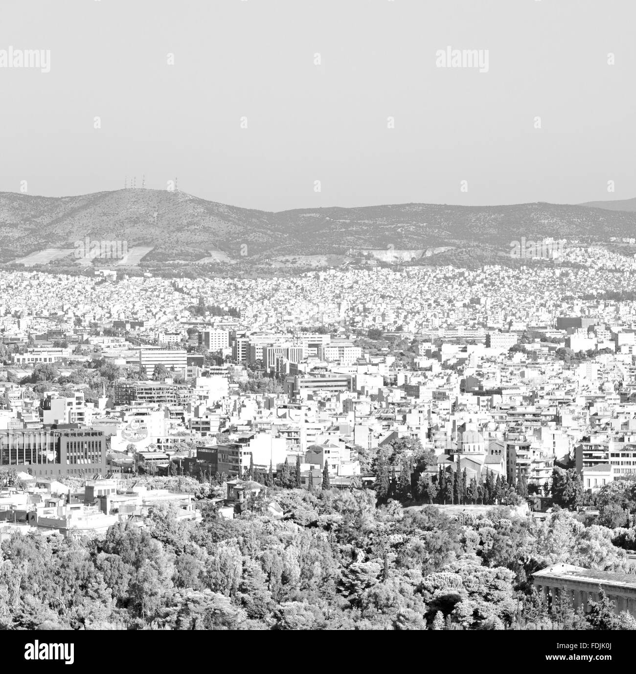 in the old europe greece and congestion of  houses new architecture Stock Photo