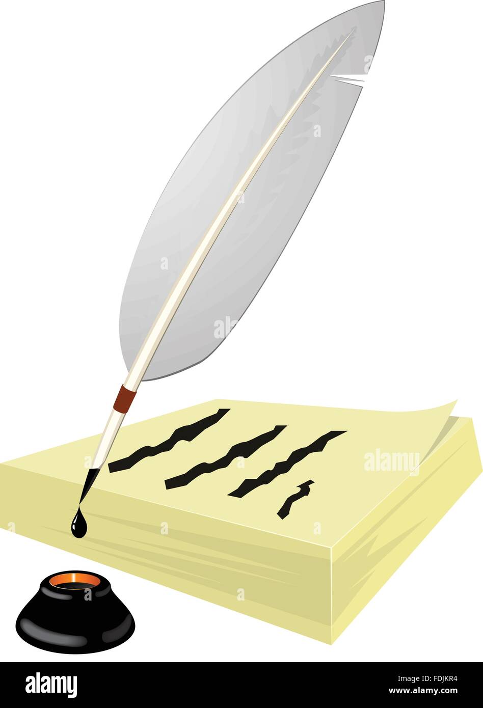 Goose feather with paper notes and ink Stock Vector Image & Art - Alamy