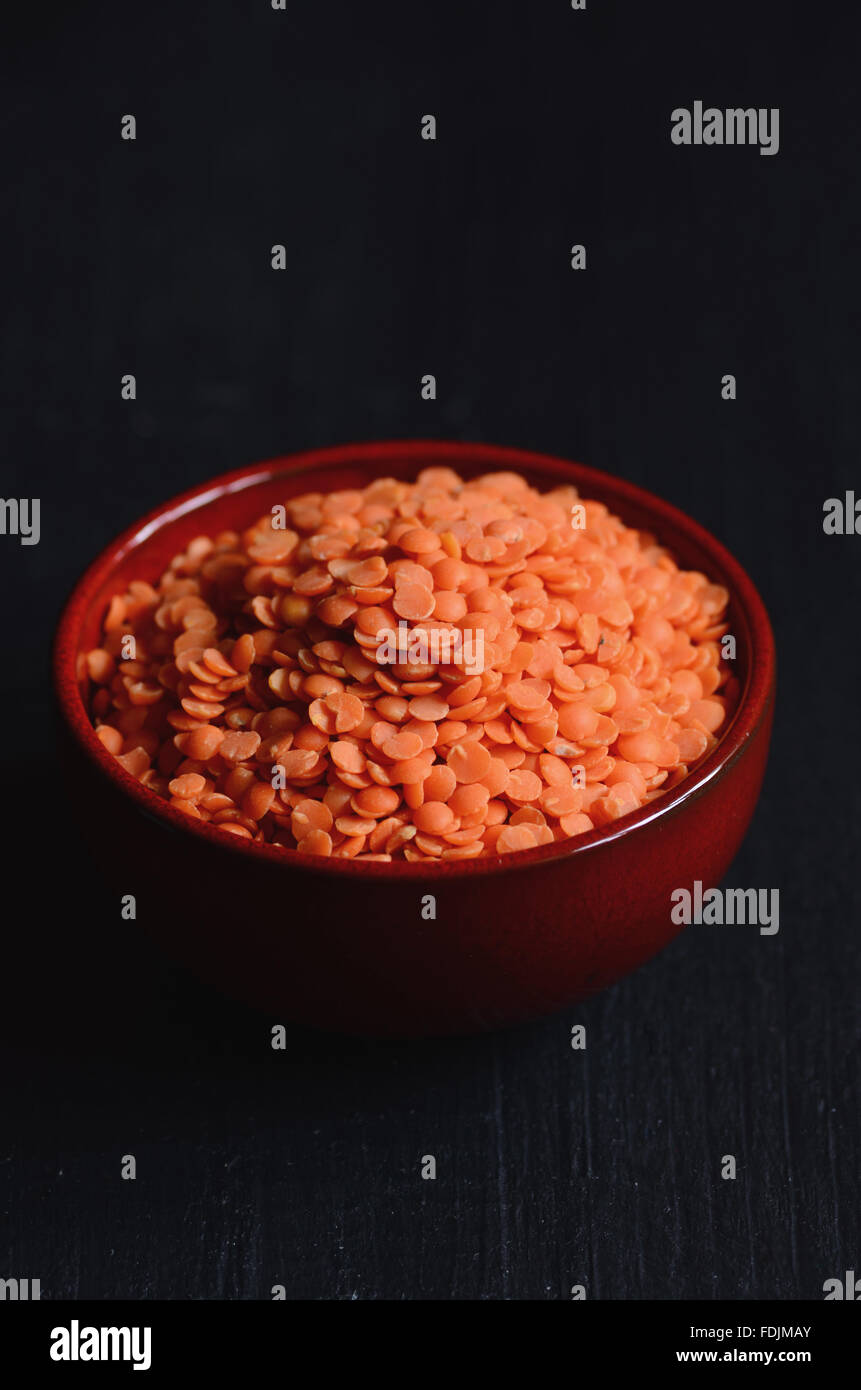 Dry Organic Red Lentils close up shot Stock Photo - Alamy