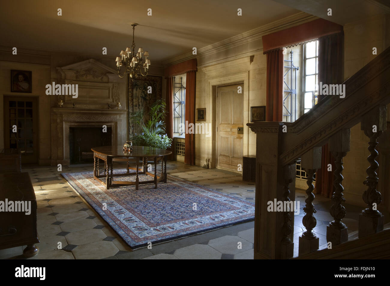 The Hall at Upton House, Warwickshire. The interior of the house was