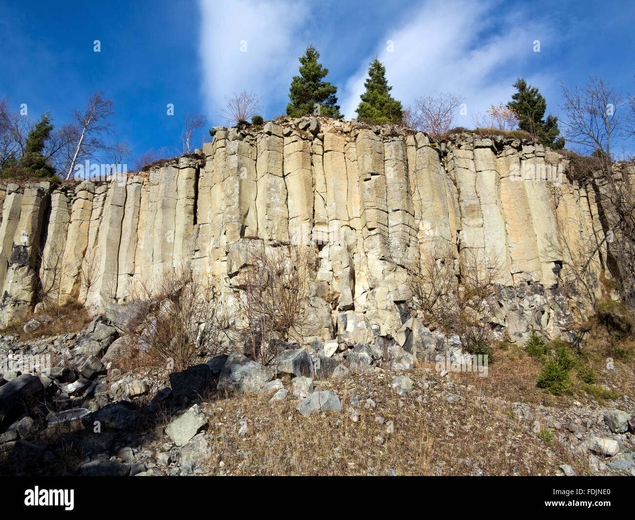 Old basalt quarry in The Ore Mountains basalt columnar jointing Stock