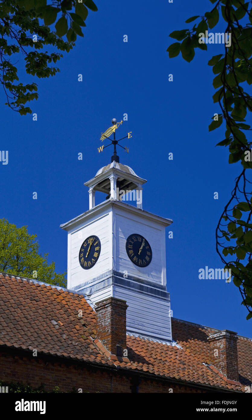The clock tower with cupola and weathervane at Gunby Hall